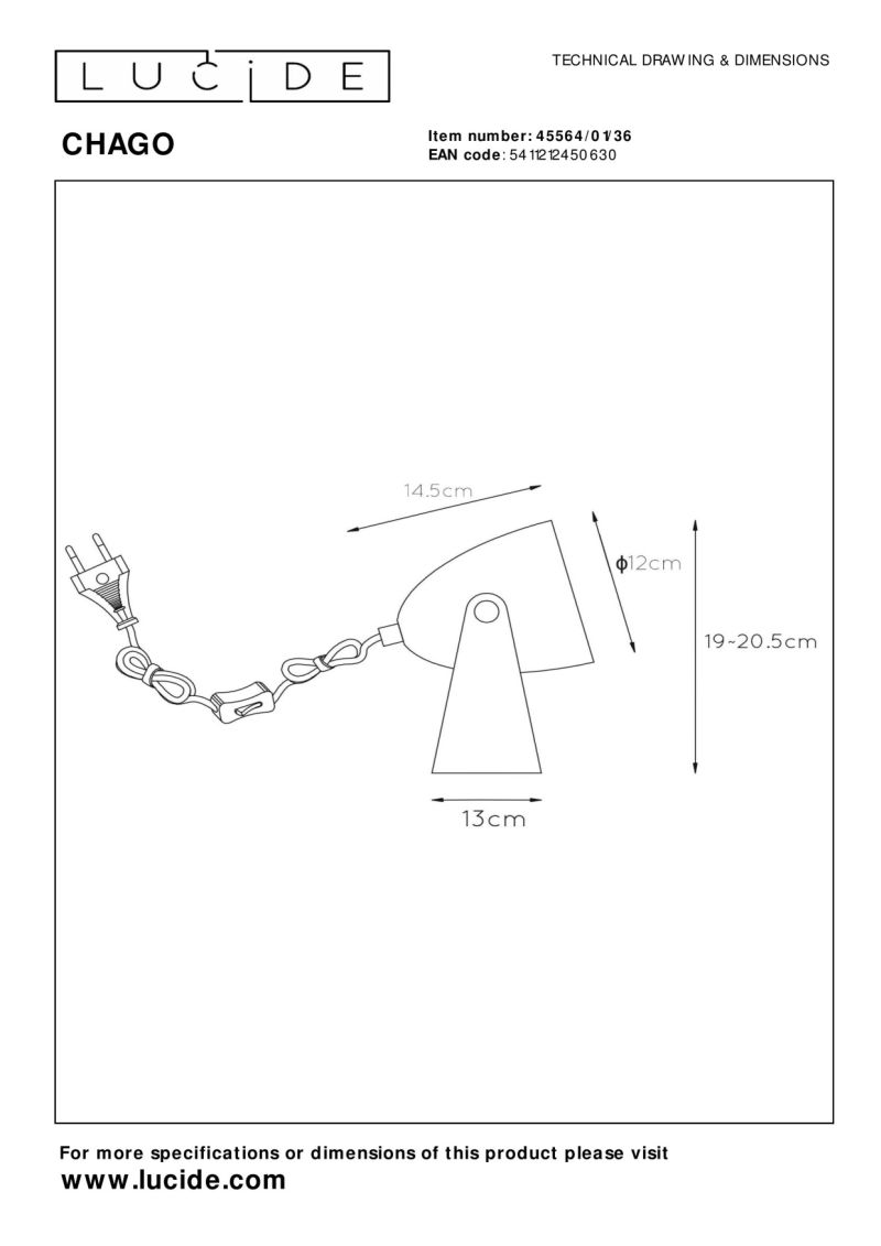 Lucide CHAGO - Stolná lampa - 1xE14 - šedá